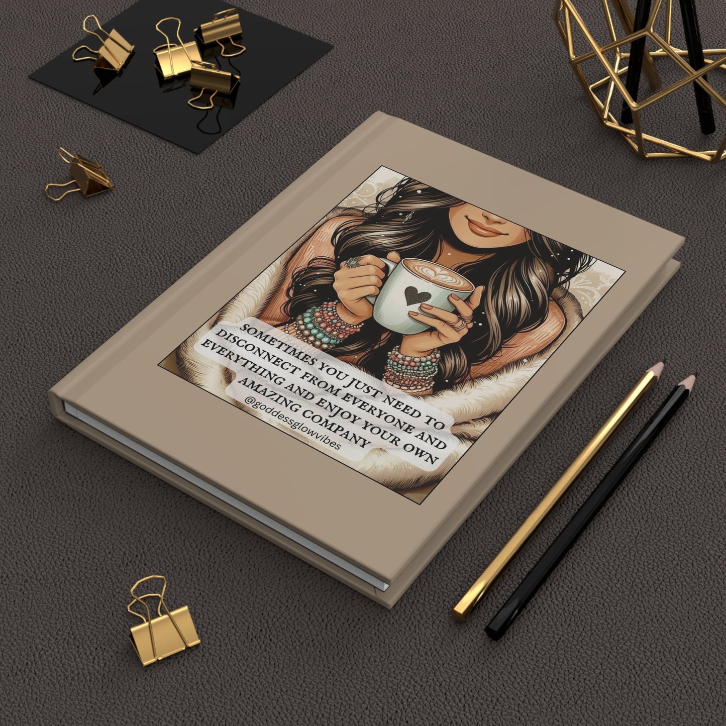 Cozy Self - Care Hardcover Journal, Inspirational Journal for Mindfulness, Gift for Her, Meditation Notebook, Stress Relief Diary - Goddess Vibes