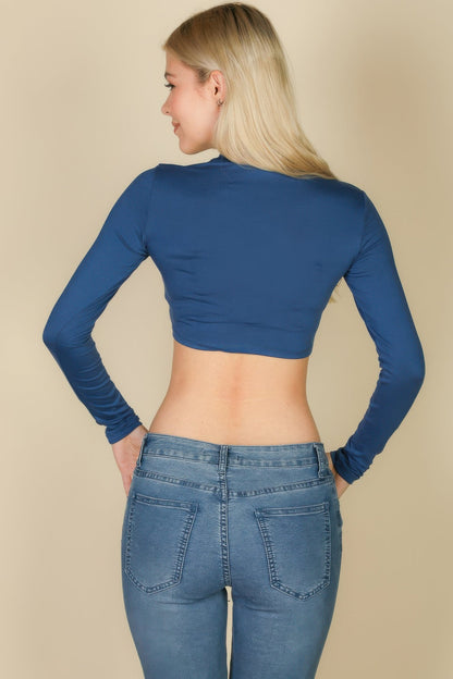 Crew Neck Long Sleeve Cropped Top - Goddess Vibes