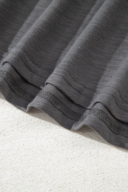 Dark Grey Double Ruffled Short Sleeve Plus Size Top - Goddess Vibes