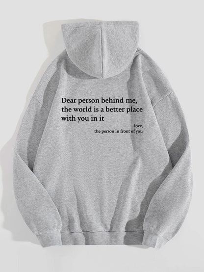 Dear Person Behind Me Hoodie – Cozy Unisex Plush Letter Print Sweatshirt - Goddess Vibes
