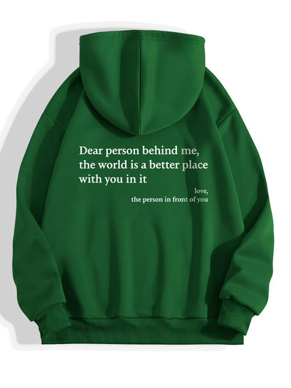 Dear Person Behind Me Hoodie – Cozy Unisex Plush Letter Print Sweatshirt - Goddess Vibes