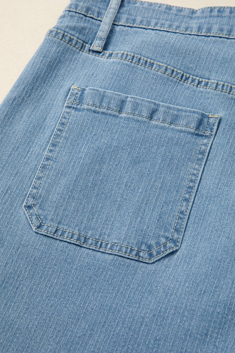 Dusk Blue Patched Pocket Textured Wide Leg Plus Size Jeans - Goddess Vibes