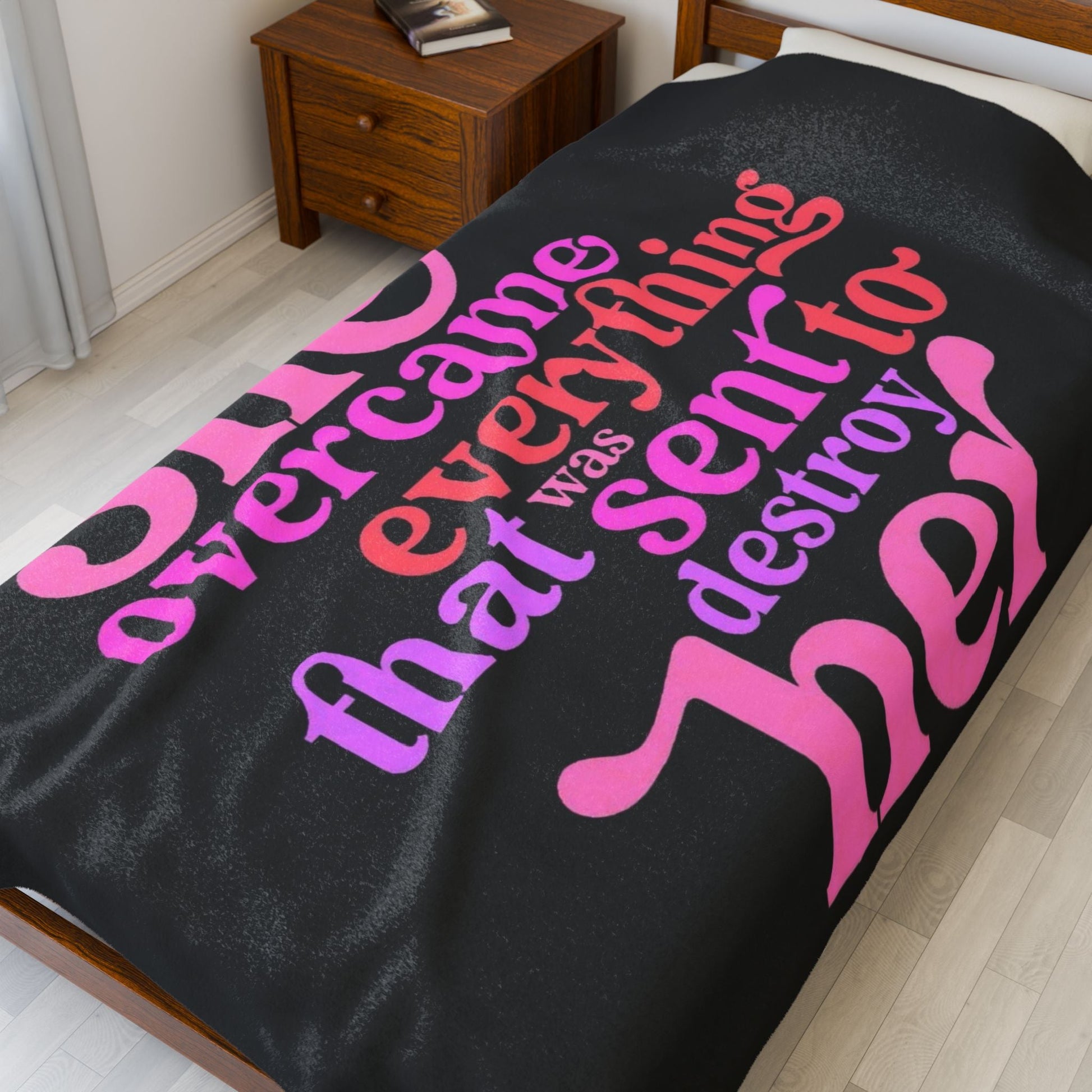 Empowering Velveteen Plush Blanket - Cozy Throw for Inspiration, Self - Care, Gift for Women, Affirmation Décor, Birthday, Holidays - Goddess Vibes