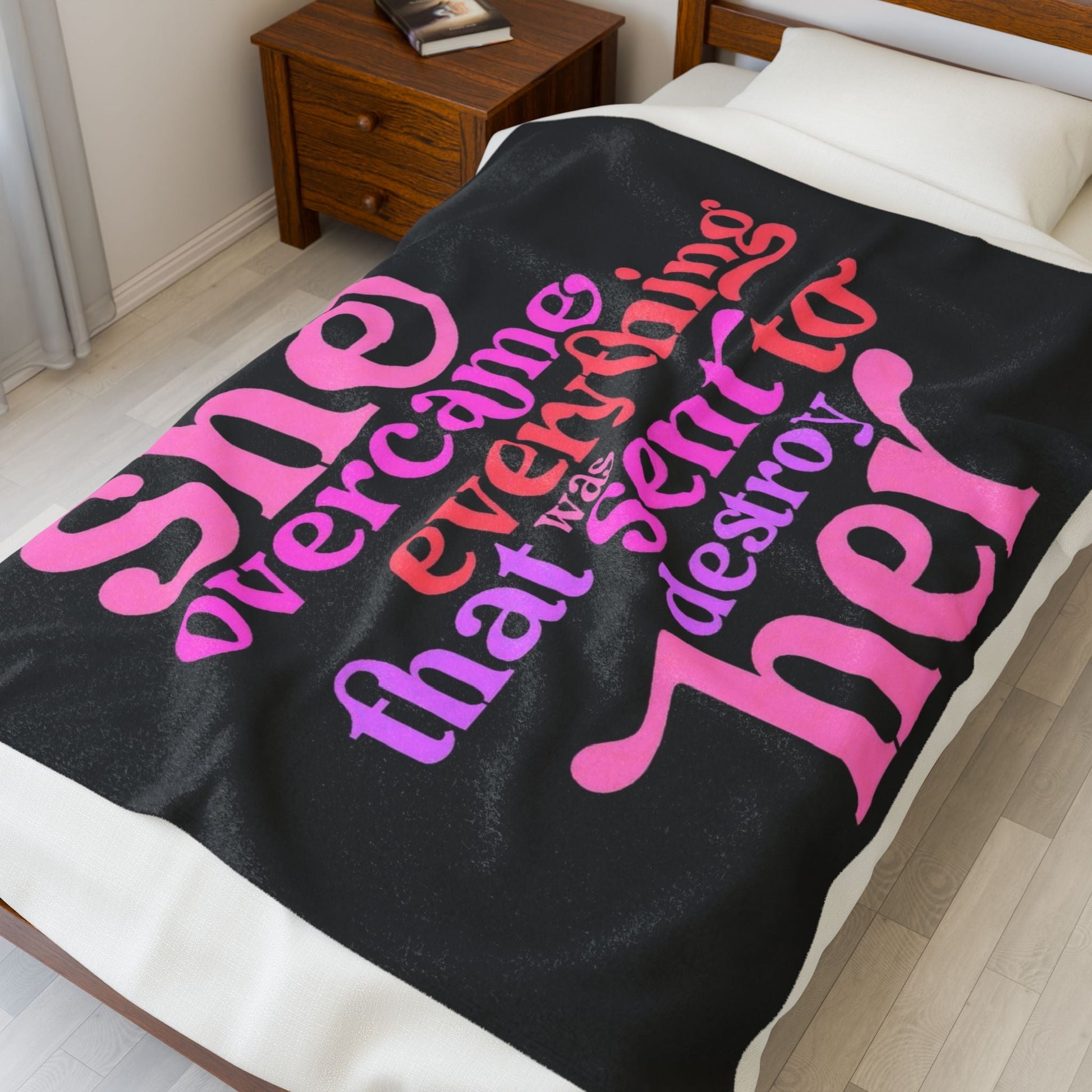 Empowering Velveteen Plush Blanket - Cozy Throw for Inspiration, Self - Care, Gift for Women, Affirmation Décor, Birthday, Holidays - Goddess Vibes