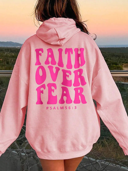 FAITH OVER FEAR Dropped Shoulder Hoodie - Crowned Energy CO.
