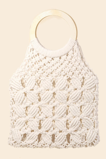 Fame Boho Braided Wooden Top Handle Bag - Goddess Vibes