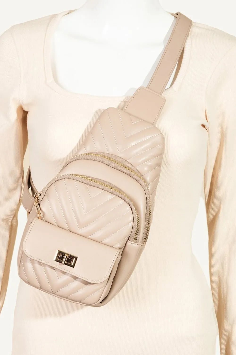 Fame Faux Leather Cushioned Sling Bag - Goddess Vibes