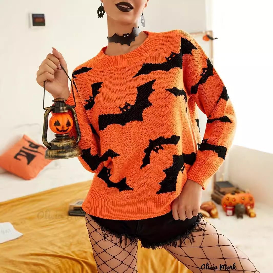 Fashion Women's Wear Long Sleeve Halloween Brocade Sweater Knitted - Goddess Vibes