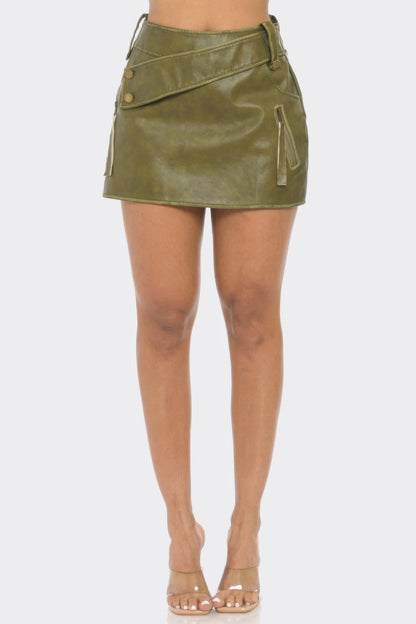 Faux Leather Strap Mini Skirt - Goddess Vibes