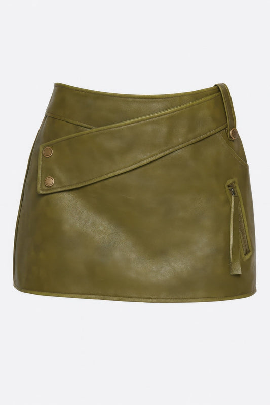 Faux Leather Strap Mini Skirt - Goddess Vibes