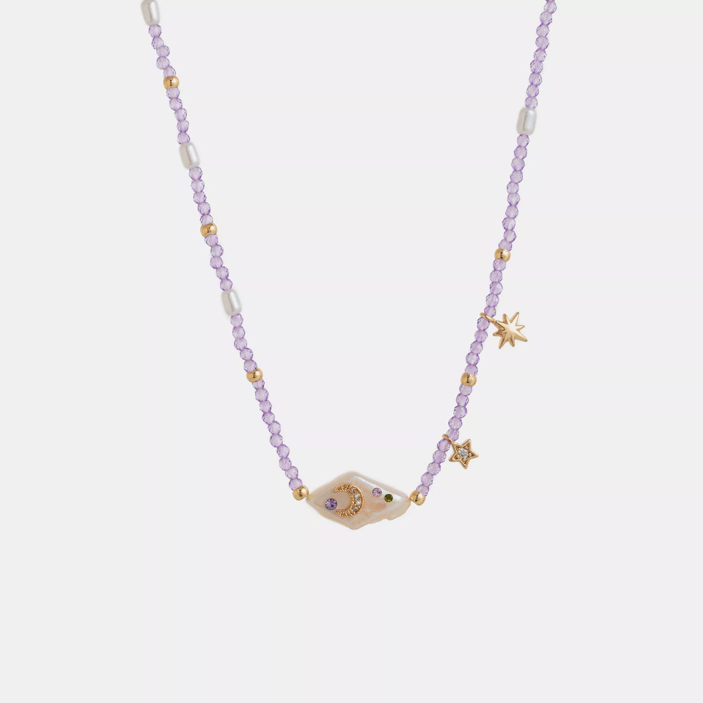 Freshwater Pearl Star Moon Beaded Necklace - Goddess Vibes