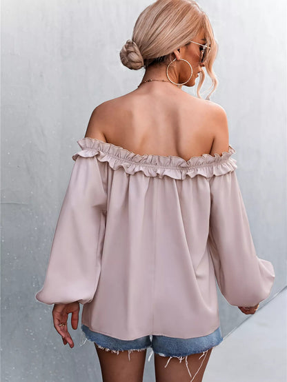 Frill Off - Shoulder Long Sleeve Blouse - Goddess Vibes
