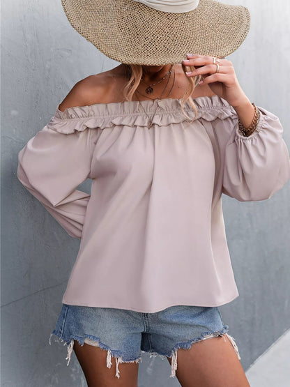 Frill Off - Shoulder Long Sleeve Blouse - Goddess Vibes