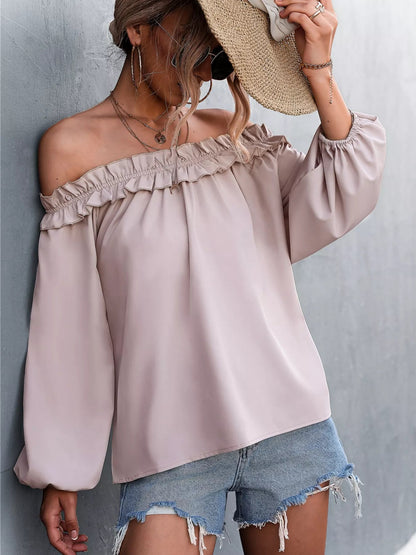 Frill Off - Shoulder Long Sleeve Blouse - Goddess Vibes