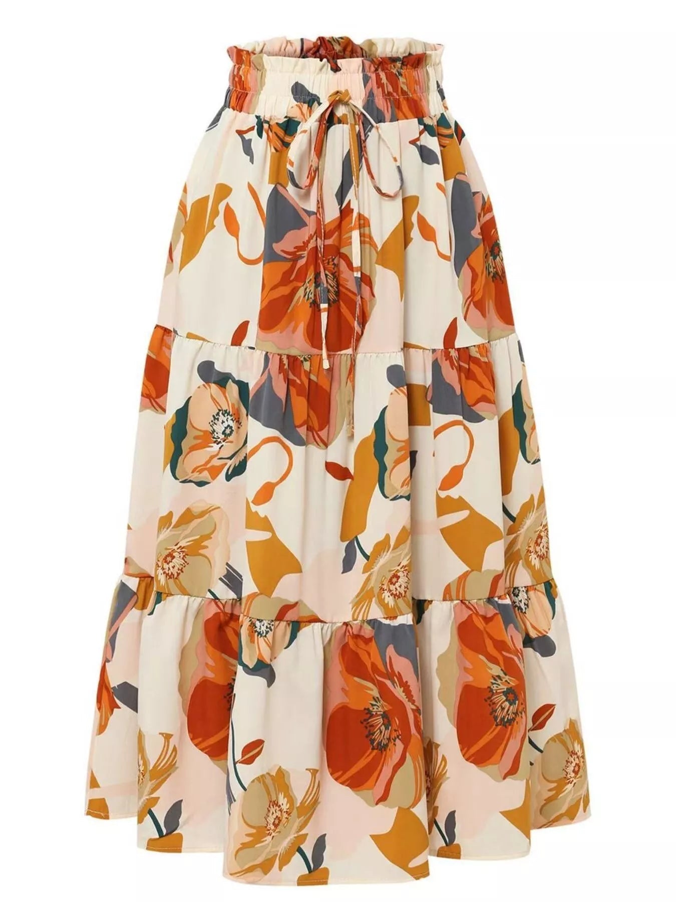 Full Size Floral Print Tiered Skirt Plus Size - Crowned Energy CO.