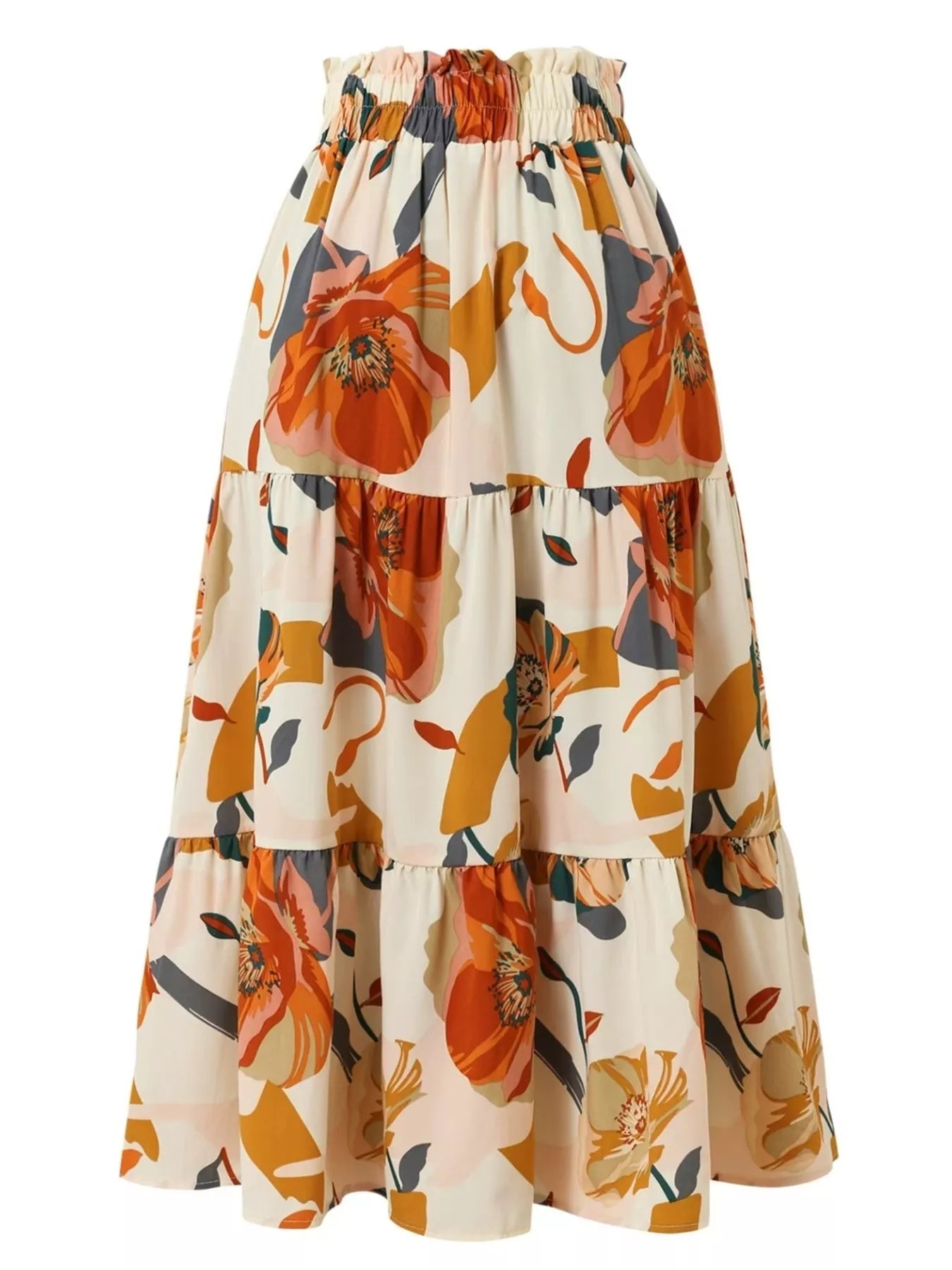 Full Size Floral Print Tiered Skirt Plus Size - Crowned Energy CO.