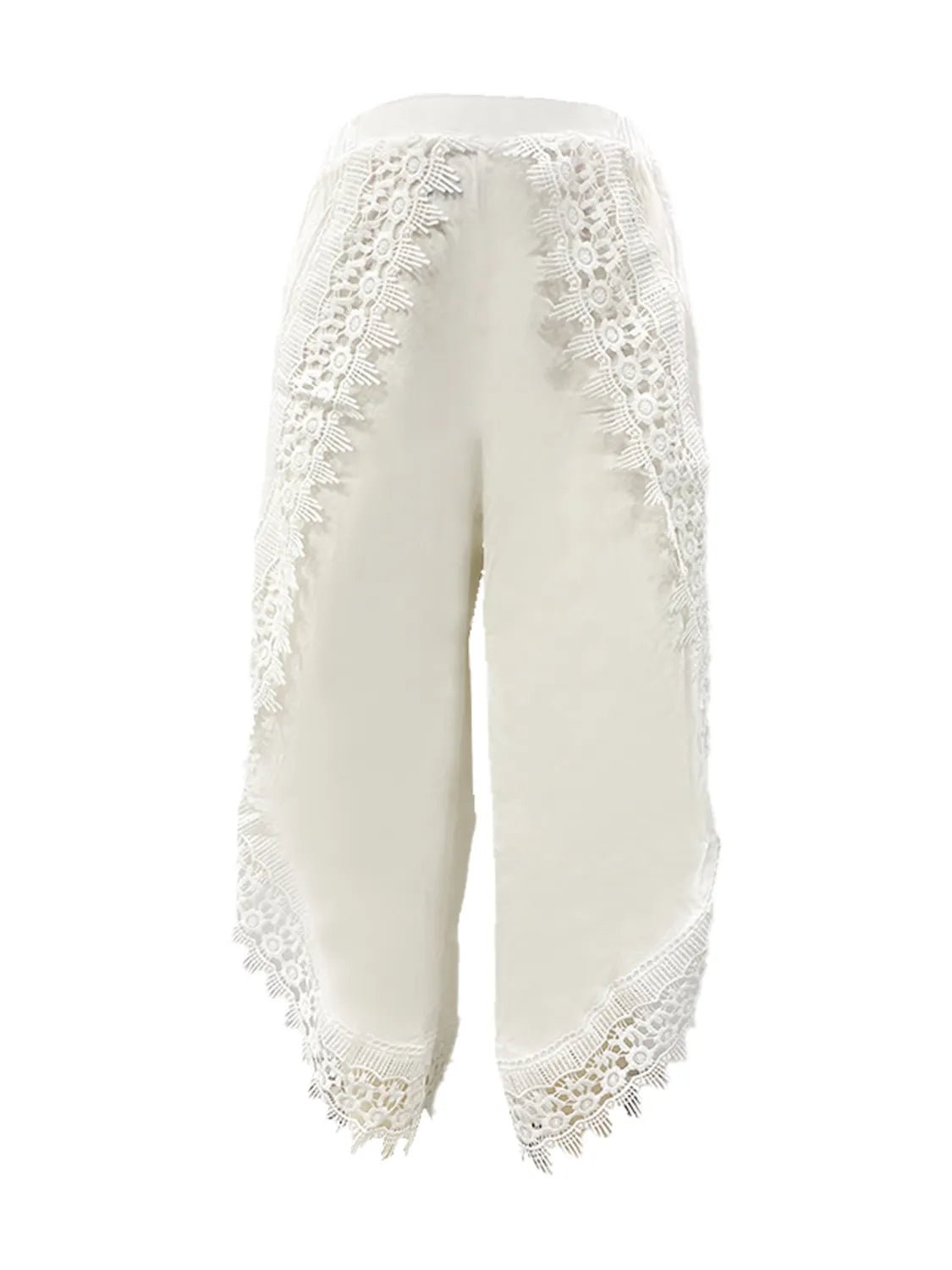 Full Size Lace Detail Wide Leg Pants Plus Size - Goddess Vibes