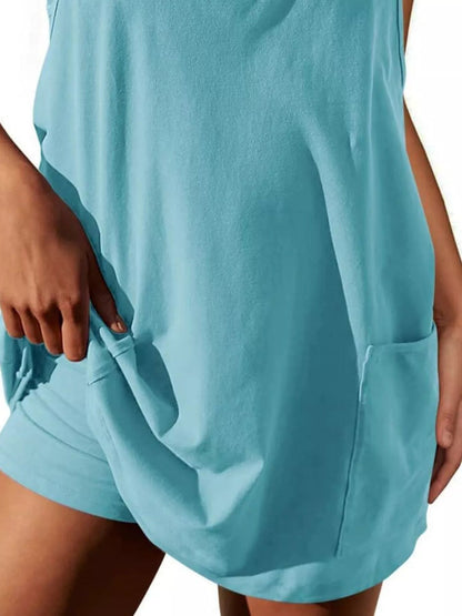 Full Size Scoop Neck Cami Dress and Shorts Plus Size - Goddess Vibes