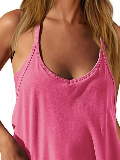 Full Size Scoop Neck Cami Dress and Shorts Plus Size - Goddess Vibes