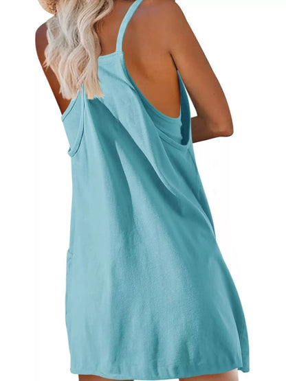 Full Size Scoop Neck Cami Dress and Shorts Plus Size - Goddess Vibes