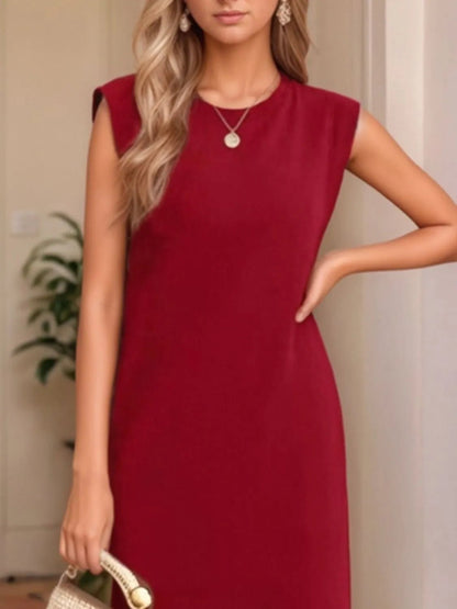 Full Size Slit Round Neck Sleeveless Maxi Tank Dress Plus Size - Goddess Vibes