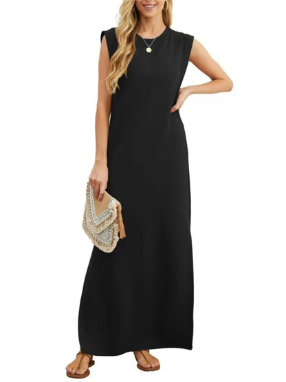 Full Size Slit Round Neck Sleeveless Maxi Tank Dress Plus Size - Goddess Vibes