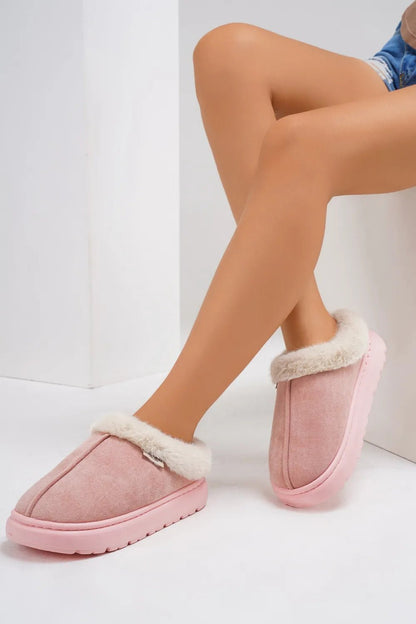 Furry Round Toe Platform Slippers - Goddess Vibes