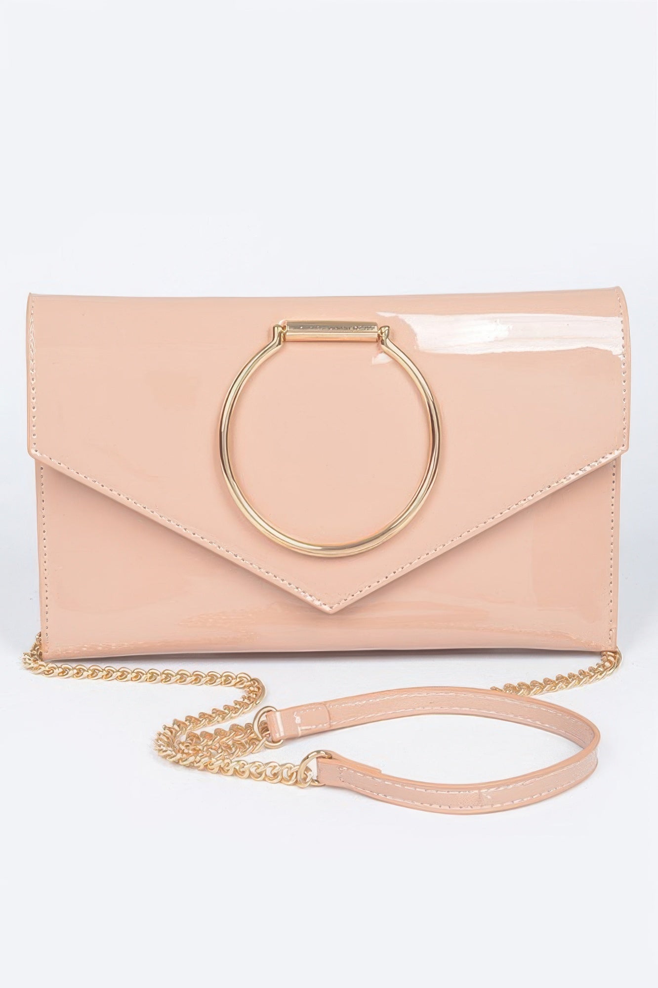 Goddess Luxe Enamel Clutch – Faux Leather with Sleek Metal Handle - Goddess Vibes