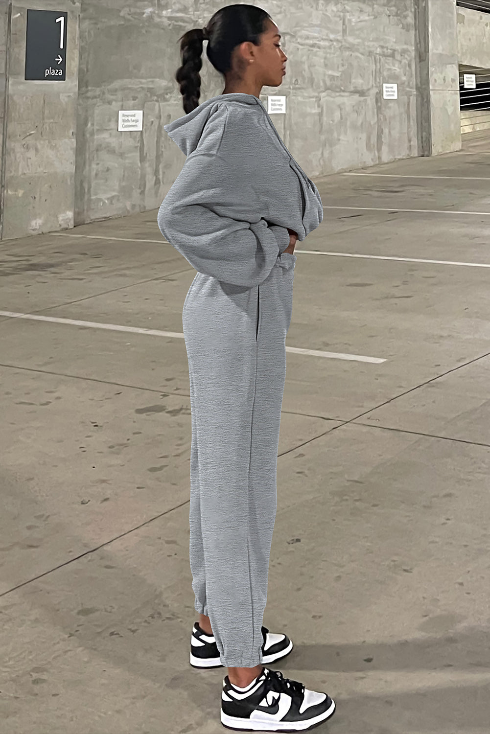 Gray Solid Drop Shoulder Hoodie and Joggers Activewear Set - Goddess Vibes