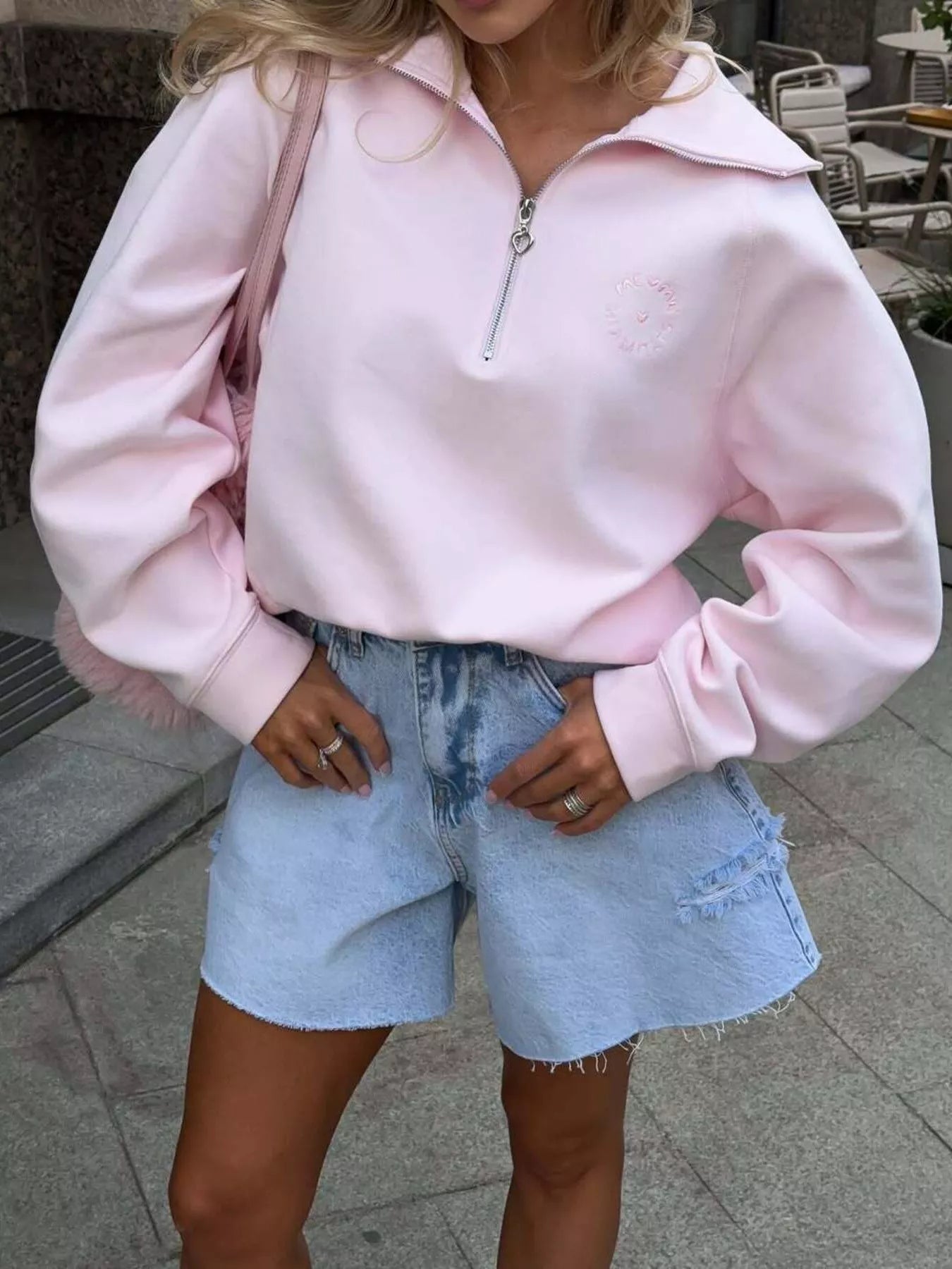 Half Zip Long Sleeve Sweatshirt - Goddess Vibes