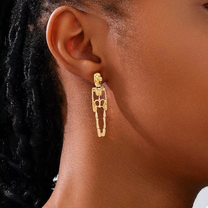 Halloween 18K Gold - Plated Skeleton Earrings - Goddess Vibes