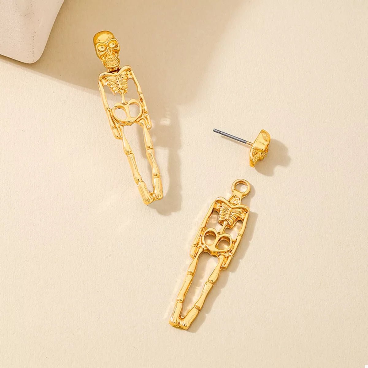 Halloween 18K Gold - Plated Skeleton Earrings - Goddess Vibes