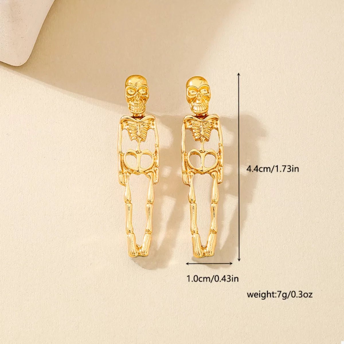 Halloween 18K Gold - Plated Skeleton Earrings - Goddess Vibes