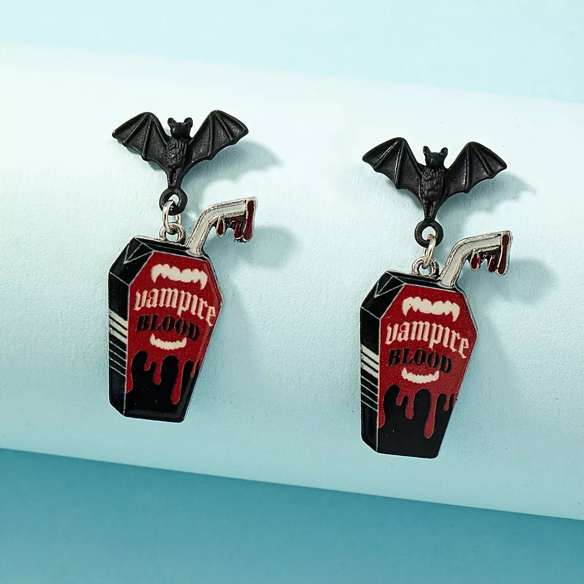 Halloween Gothic Vampire Coffin Bat Wing Drop Earrings - Goddess Vibes