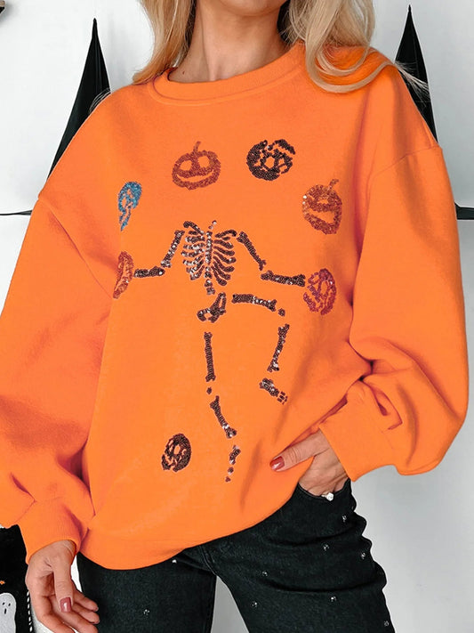 Halloween Skeleton Pumpkin Sweatshirt - Goddess Vibes