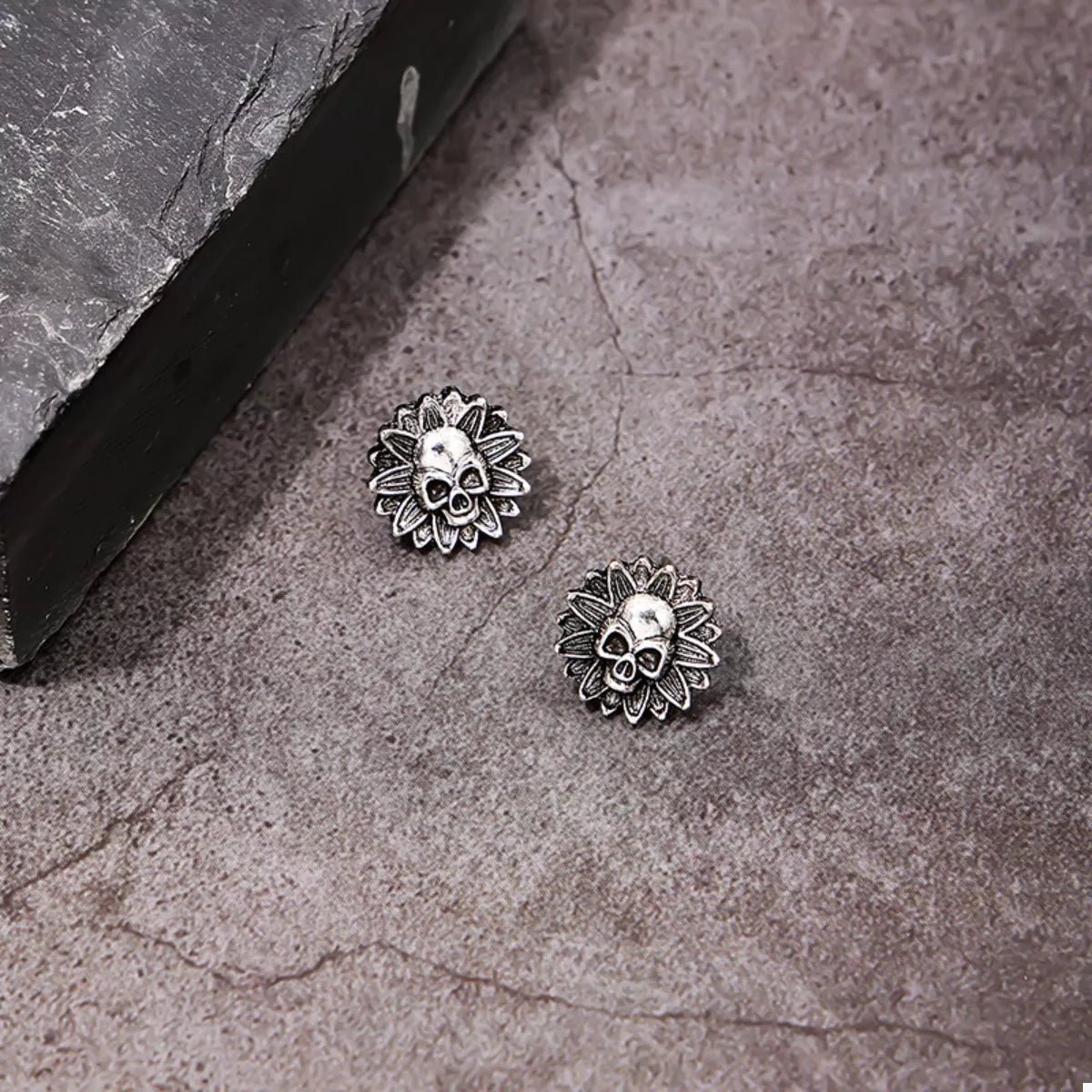 Halloween Skull Sunflower Stud Earrings - Goddess Vibes