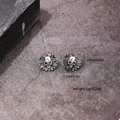 Halloween Skull Sunflower Stud Earrings - Goddess Vibes