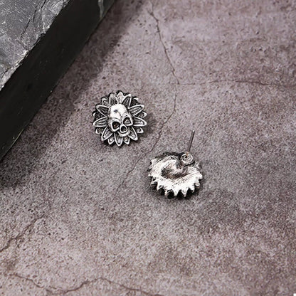 Halloween Skull Sunflower Stud Earrings - Goddess Vibes