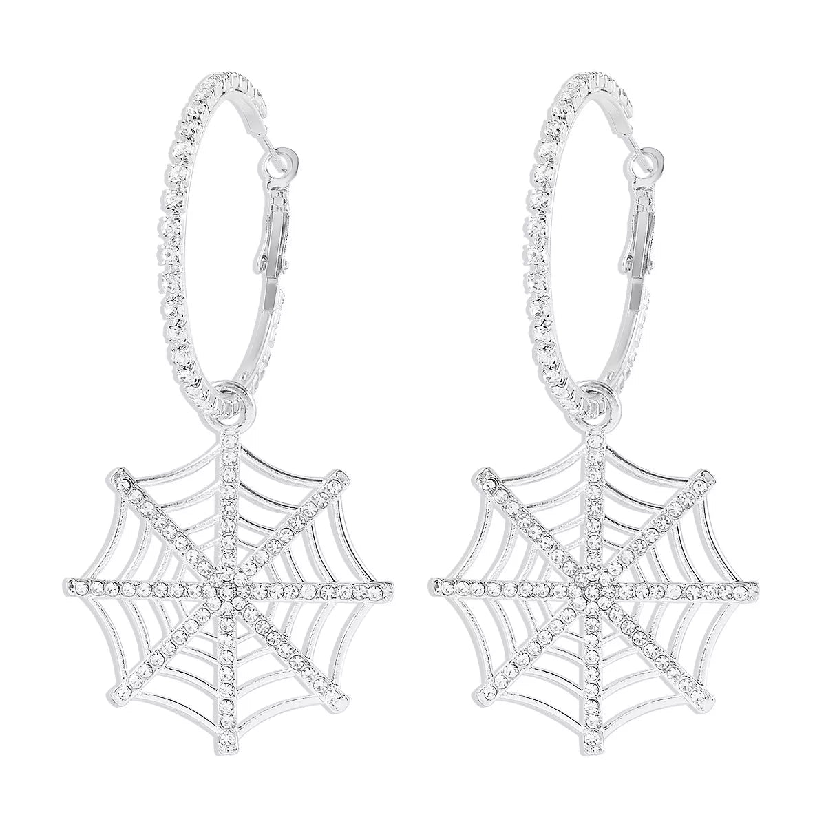 Halloween Spider Web Dangle Hoop Earrings - Goddess Vibes