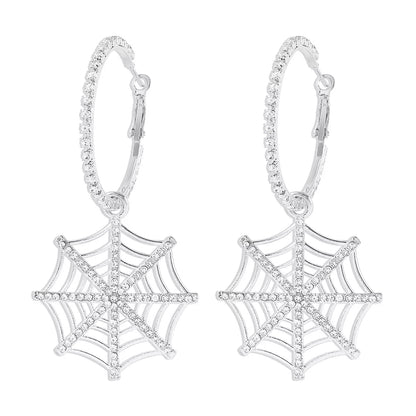 Halloween Spider Web Dangle Hoop Earrings - Goddess Vibes