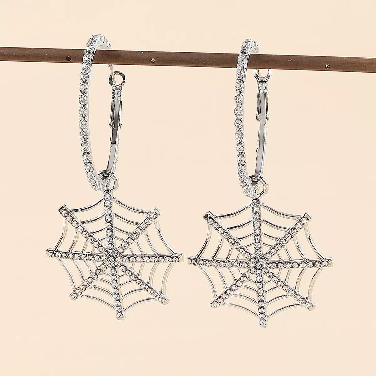 Halloween Spider Web Dangle Hoop Earrings - Goddess Vibes