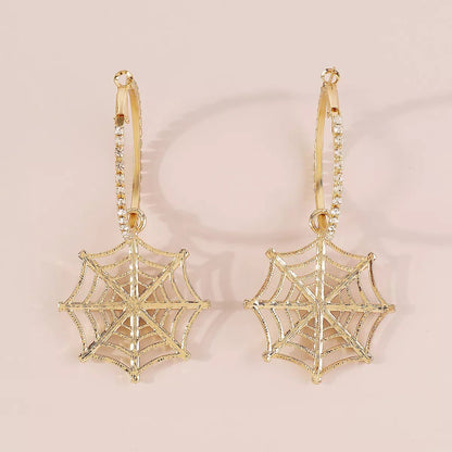 Halloween Spider Web Dangle Hoop Earrings - Goddess Vibes