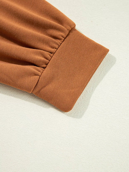 Happy Halloween Graphic Notched Long Sleeve Loose Top - Goddess Vibes