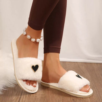 Heart Open Toe Flats Slippers - Goddess Vibes