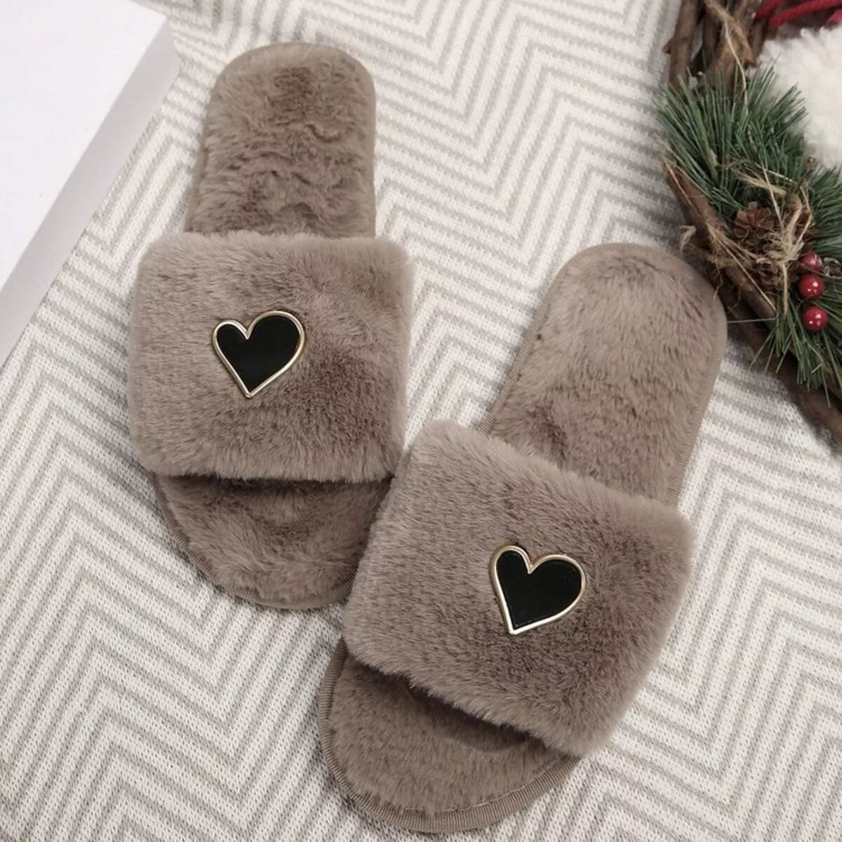 Heart Open Toe Flats Slippers - Goddess Vibes