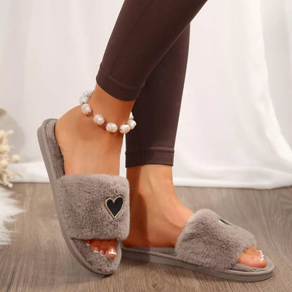 Heart Open Toe Flats Slippers - Goddess Vibes