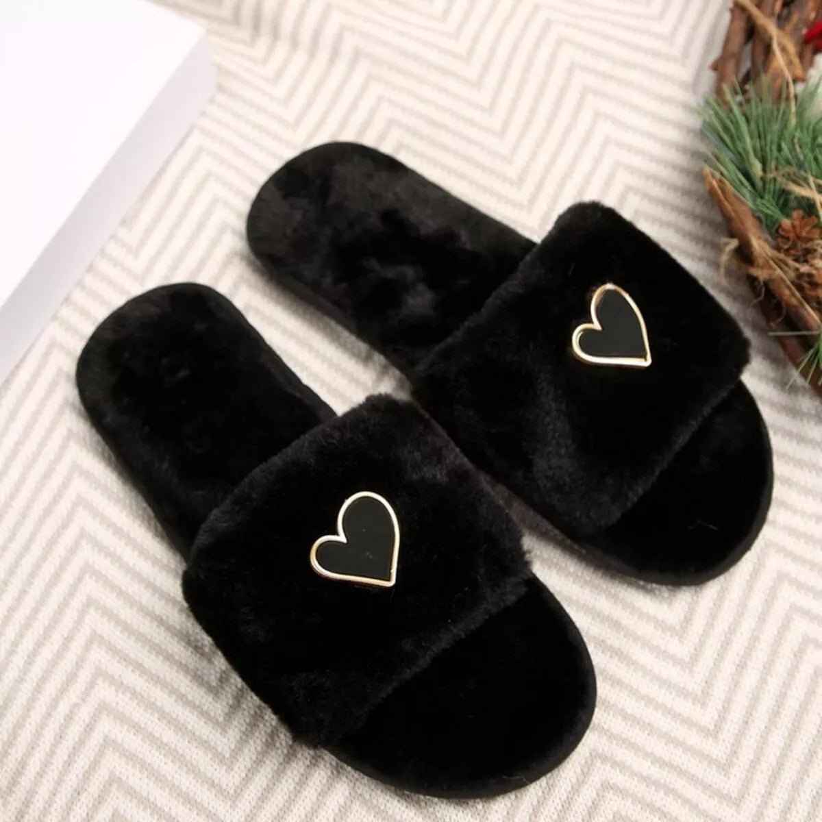 Heart Open Toe Flats Slippers - Goddess Vibes