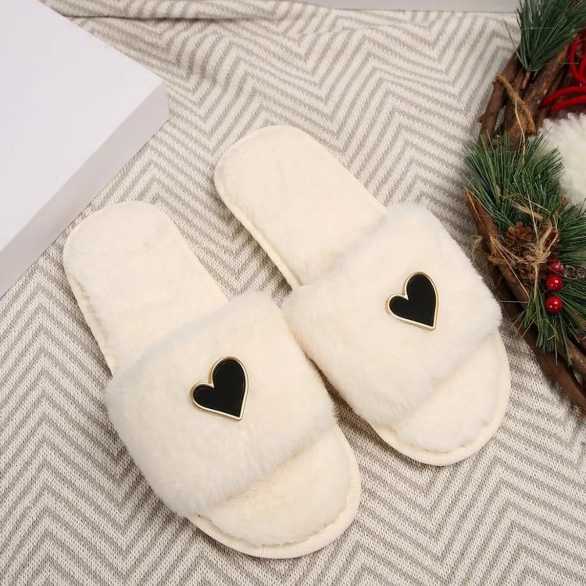 Heart Open Toe Flats Slippers - Goddess Vibes