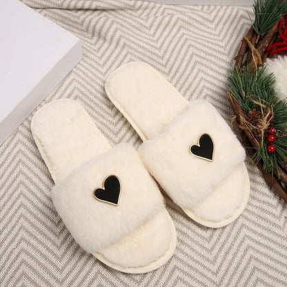 Heart Open Toe Flats Slippers - Goddess Vibes