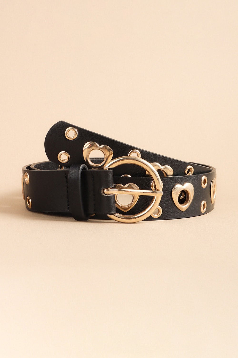 Heart Shape Alloy Detail PU Leather Belt - Goddess Vibes